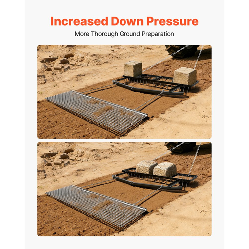 Σβάρνα VEVOR Drag Harrow, 6 ft Towbehind Driveway με Αλυσίδα, Ρυθμιζόμενο Πλάτος & Χωρητικότητα 80 Lbs, Βαρέως Τύπου Τσουγκράνα Ισοπέδωσης Γκαζόν, Ταιριάζει σε ATV, UTV και Τρακτέρ, για Χωματόδρομο