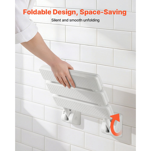 Πτυσσόμενο κάθισμα ντους VEVOR για τοποθέτηση στον τοίχο, πτυσσόμενος πάγκος ντους 317 mm, πτυσσόμενο κάθισμα διαδρόμου μπάνιου PP με πλαίσιο από κράμα αλουμινίου για ενήλικες και ηλικιωμένους, φόρτωση 100 kg