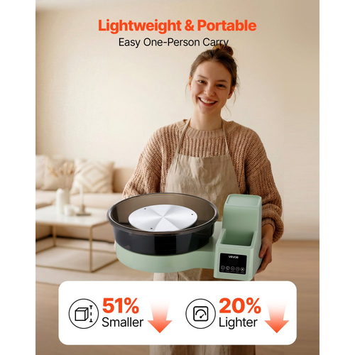 Τροχός κεραμικής VEVOR για ενήλικες, Πικάπ 36 και 28 cm, Ηλεκτρικός επιτραπέζιος τροχός κεραμικής 450W με πεντάλ ποδιού, Ρυθμιζόμενη ταχύτητα 30-300 σ.α.λ., Αποσπώμενος νιπτήρας, για αρχάριους, Χειροτεχνία από πηλό DIY, Πράσινο