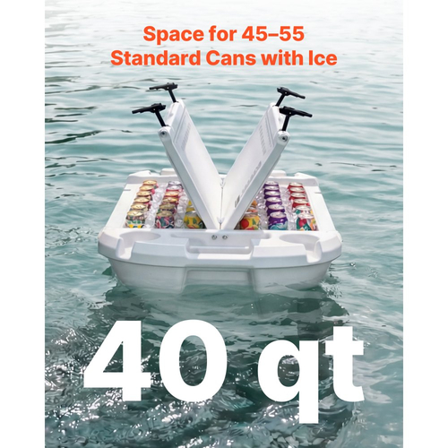 Πλωτό ψυγείο VEVOR, Πλωτό παγοθήκι 37,9 λίτρων με ξηρή αποθήκευση, ρόδες και σχοινί ρυμούλκησης, αμφίβιο ψυγείο ποτών LLDPE υψηλής ποιότητας για νερό και στεριά, στάβλος κρουαζιέρας σε λίμνη, ποτάμι, πισίνα, παραλία, καγιάκ, λευκό