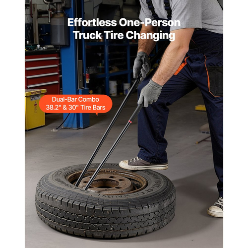 Μπάρες Ελαστικών VEVOR, 2 τεμάχια, Σιδερένια βάση και αφαίρεση ελαστικών 970 mm & Κουταλιέρα βάσης και αφαίρεσης 765 mm, Εργαλεία αλλαγής από συμπαγές κράμα χάλυβα βαρέως τύπου για φορτηγά, ημιφορτηγά, οχήματα εκτός δρόμου, λεωφορεία, τρακτέρ, μαύρα