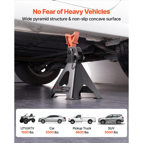 Βάσεις γρύλου VEVOR, χωρητικότητας 3 τόνων (6.600 λίβρες), ρυθμιζόμενο ύψος 275-415 mm, βαρέως τύπου ατσάλινες βάσεις αυτοκινήτου γρύλου με διπλό κλείδωμα, για ανύψωση SUV, Pickup, αυτοκινήτου, UTV/ATV, 1 ζεύγος, μαύρο και πορτοκαλί