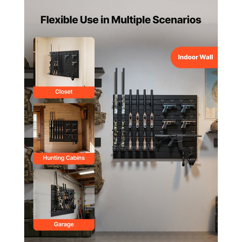 Βάση όπλων VEVOR, Επιτοίχια τοποθέτηση, Βαρέως τύπου ατσάλινη βάση αποθήκευσης πιστολιού καραμπίνας, χωράει με ασφάλεια έως και 6 τουφέκια και 6 πιστόλια, Αρθρωτή βάση οργάνωσης αξεσουάρ εξοπλισμού όπλων και τοίχου