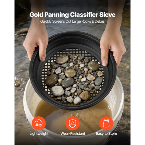 Κιτ χρυσοανίχνευσης VEVOR, τηγάνια 254 mm και 355 mm, φορητό κιτ εξοπλισμού αναζήτησης 19 τεμαχίων με κόσκινα ταξινομητή, μαγνήτη άμμου, συλλέκτη βράχου, σέσουλες, σακίδιο πλάτης και αξεσουάρ, για εξωτερική ανάκτηση χρυσού