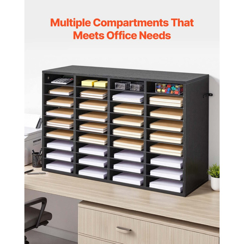 Οργανωτής Λογοτεχνίας VEVOR, Γραμματοκιβώτιο Γραφείου 36 Διαμερισμάτων με Αποσπώμενα Ράφια, Ξύλινος Ταξινομητής Γραμματοκιβωτίων με Μοριοσανίδα, Οργανωτής Οικιακής Αποθήκευσης Γραφείου για Αρχεία, Έγγραφα, Χαρτί, Μαύρο