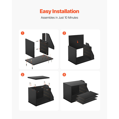 Οργανωτής Βιβλίων VEVOR, Γραμματοκιβώτιο Γραφείου 4 Διαμερισμάτων με Αποσπώμενα Ράφια, Ξύλινος Ταξινομητής Γραμματοκιβωτίων με Πλαϊνή Κάθετη Αποθήκευση, Οργανωτής Γραφείου για Αρχεία, Έγγραφα, Χαρτί, Μαύρο