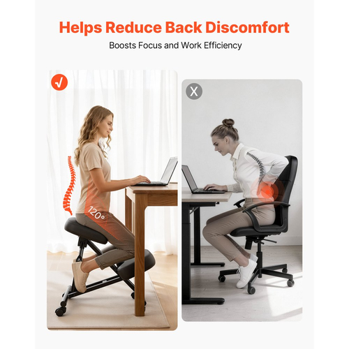 Εργονομική καρέκλα γονατίσματος VEVOR με ρόδες, κινητή καρέκλα γονατίσματος σε σχήμα Χ με ρυθμιζόμενο ύψος και παχιά μαξιλάρια αφρού, φυσική ανακούφιση από πόνο στον αυχένα ή την πλάτη για το σπίτι, το γραφείο ή τον διαλογισμό, μαύρη