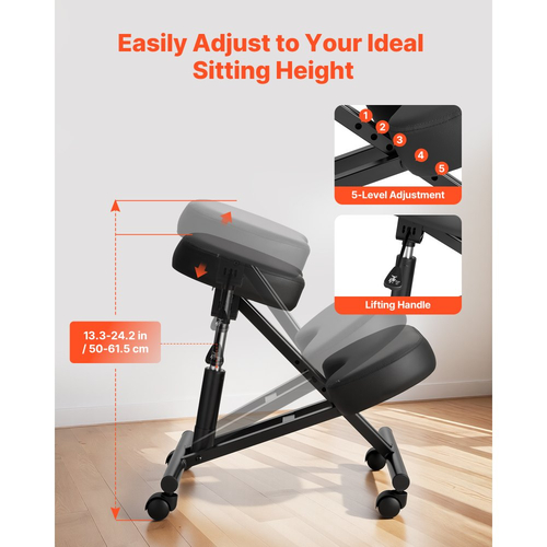 Εργονομική καρέκλα γονατίσματος VEVOR με ρόδες, κινητή καρέκλα γονατίσματος σε σχήμα Χ με ρυθμιζόμενο ύψος και παχιά μαξιλάρια αφρού, φυσική ανακούφιση από πόνο στον αυχένα ή την πλάτη για το σπίτι, το γραφείο ή τον διαλογισμό, μαύρη