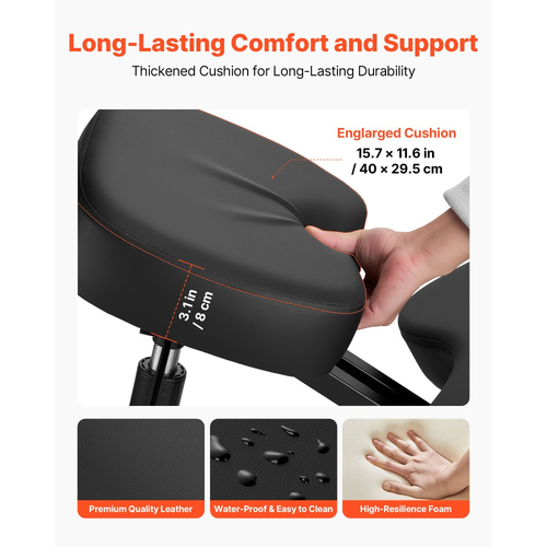 Εργονομική καρέκλα γονατίσματος VEVOR με ρόδες, κινητή καρέκλα γονατίσματος σε σχήμα Χ με ρυθμιζόμενο ύψος και παχιά μαξιλάρια αφρού, φυσική ανακούφιση από πόνο στον αυχένα ή την πλάτη για το σπίτι, το γραφείο ή τον διαλογισμό, μαύρη