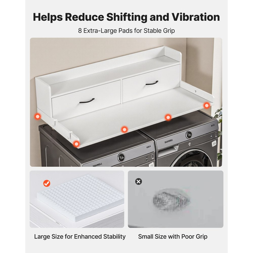 Πάγκος Πλυντηρίου-Στεγνωτηρίου VEVOR με Ράφι, Ξύλινο Επικάλυμμα Πλυντηρίου-Στεγνωτηρίου 137 x 69,9 cm με 2 Συρτάρια & Γάντζους, Επικάλυμμα Πλυντηρίου Ρούχων για Ντουλάπα Πλυντηρίου, Οργάνωση και Αποθήκευση Πάγκου Ντουλάπας, Λευκό