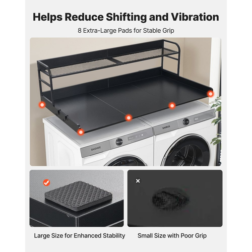 Πάγκος Πλυντηρίου-Στεγνωτηρίου VEVOR με Ράφι, Ξύλινο Επικάλυμμα Πλυντηρίου-Στεγνωτηρίου 137 x 69,9 cm με Άκρη και 2 Γάντζους, Επικάλυμμα Πλυντηρίου Ρούχων για Ντουλάπα Πλυντηρίου, Οργάνωση και Αποθήκευση, Μαύρο