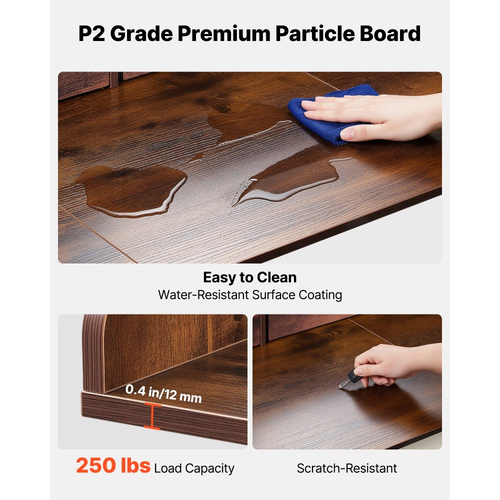 Πάγκος Πλυντηρίου-Στεγνωτηρίου VEVOR με Ράφι, Ξύλινο Επικάλυμμα Πλυντηρίου-Στεγνωτηρίου 137 x 69,9 cm με 2 Συρτάρια & Γάντζους, Επικάλυμμα Πλυντηρίου Ρούχων για Ντουλάπα Πλυντηρίου, Οργάνωση και Αποθήκευση Πάγκου Ντουλάπας, Καφέ