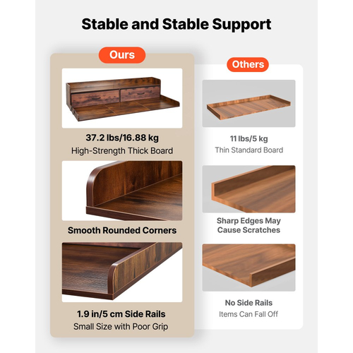 Πάγκος Πλυντηρίου-Στεγνωτηρίου VEVOR με Ράφι, Ξύλινο Επικάλυμμα Πλυντηρίου-Στεγνωτηρίου 137 x 69,9 cm με 2 Συρτάρια & Γάντζους, Επικάλυμμα Πλυντηρίου Ρούχων για Ντουλάπα Πλυντηρίου, Οργάνωση και Αποθήκευση Πάγκου Ντουλάπας, Καφέ