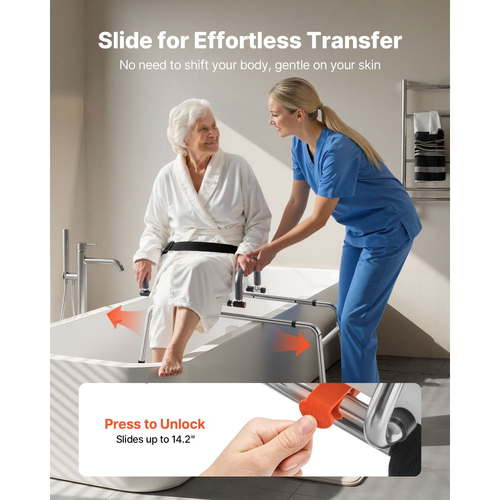 Συρόμενη καρέκλα ντους VEVOR, Πάγκος μεταφοράς μπανιέρας 180 kg με περιστρεφόμενο κάθισμα, Πάγκος ντους με περιστρεφόμενους βραχίονες και πλάτη, ρυθμιζόμενο ύψος και πλάτος για άτομα με αναπηρία, ηλικιωμένους, ηλικιωμένους και άτομα με αναπηρία