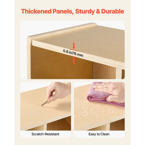 VEVOR Παιδική Ντουλάπα Ρούχων 2 Τμημάτων, Ξύλινη Οργάνωση Αποθήκευσης Ντουλαπιού για Νήπια με 4 Γάντζους & Κιτ Αντιανατροπής, Μοντέρνες Παιδικές Ντουλάπες Ρούχων με 4 Μικρά Ανοιχτά Κουτιά Αποθήκευσης για Σπίτι, Νηπιαγωγείο, Παιδικό Σταθμό, Φυσικό