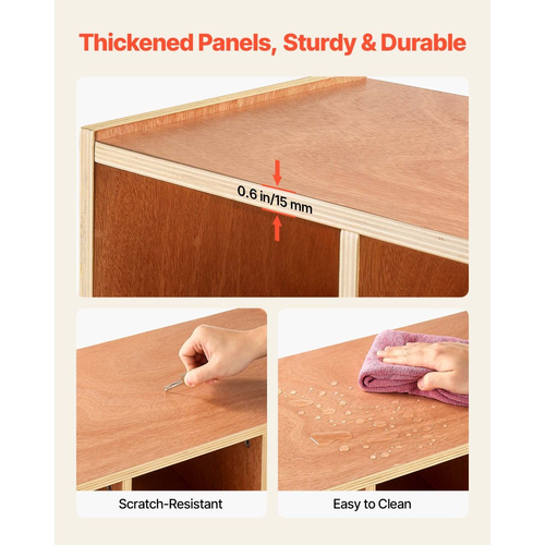 VEVOR Παιδική Ντουλάπα Ρούχων 3 Τμημάτων, Ξύλινη Ντουλάπα Αποθήκευσης για Νήπια με 6 Γάντζους & Αντιολισθητικό Χαλί, Μοντέρνες Παιδικές Ντουλάπες Ρούχων με 6 Μικρά Ανοιχτά Κουτιά Αποθήκευσης για Σπίτι, Νηπιαγωγείο, Παιδικό Σταθμό, Φυσικό