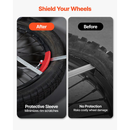 Κιτ αλλαγής ελαστικών VEVOR για ποδήλατο, κατάλληλο για τροχούς Motocross Enduro 406-533 mm, περιλαμβάνει προσαρμογείς άξονα 15-25 mm, συμπαγή αλλαγή ελαστικών για ποδήλατο με 2 σίδερα και προστατευτικό μανίκι