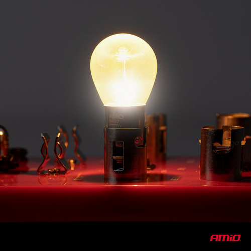 Amio – Λάμπες Αλογόνου PY21W BAU15s 12V 21W Πορτοκαλί/Χρώμιο Lumitec για Φλας & Καθαρή Σήμανση – Σετ 2 Τεμ. (04627/AM)