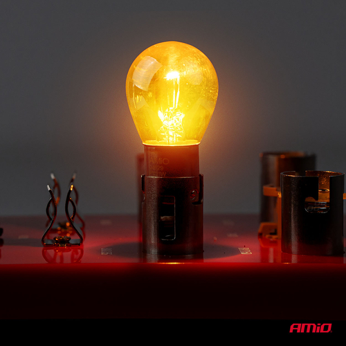 Amio – Λάμπες Αλογόνου PY21W BAU15s 12V 21W Λευκό/Χρώμιο Lumitec για Φλας & Φώτα Θέσης – Σετ 2 Τεμ. (04629/AM)