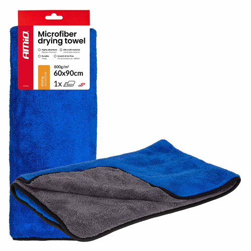 Amio – Πανί Στεγνώματος Μικροϊνών 60x90cm 800GSM για Γρήγορο Στέγνωμα & Χωρίς Γρατζουνιές – 1 Τεμ. (04488/AM)