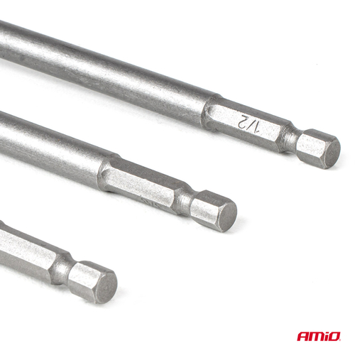 Amio – Προσαρμογείς HEX 1/4" σε Καρυδάκια 1/4" 3/8" 1/2" Heavy Duty για Σταθερή Τοποθέτηση & Καθημερινή Χρήση – Σετ 6 Τεμ. (04781/AM)