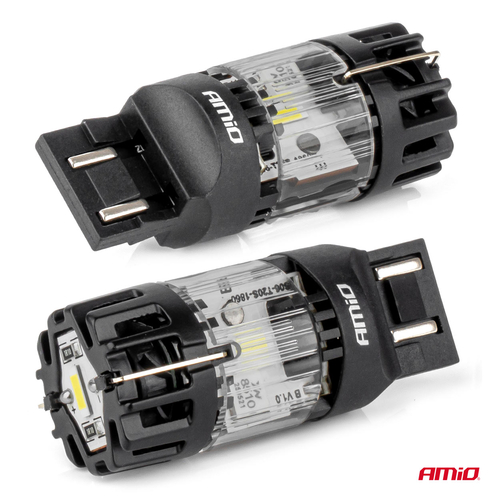 Amio – LED CSP T20D W21/5W 7443 Καρφωτό 12V 66W 4800lm 6500K Full CANBUS για Στοπ & Θέσης Ισχυρό Φως – 1 Τεμ. (04687/AM)