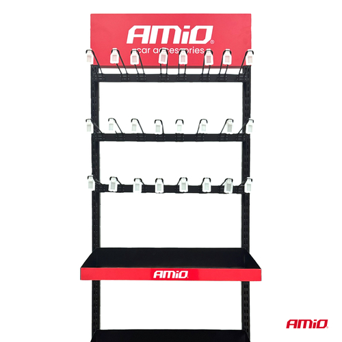 Amio – Σταντ Προϊόντων με 3 Ράφια & 24 Κρεμάστρες για Σταθερή Τοποθέτηση & Επαγγελματική Προβολή – 1 Τεμ. (04803/AM)