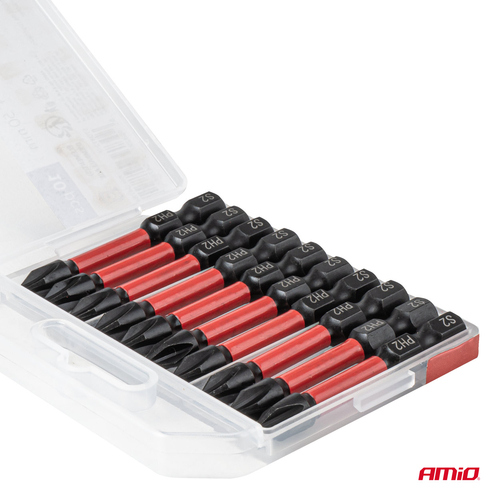 Amio – Μύτες Στρέψης Torsion PH2 HEX 1/4" 50mm Heavy Duty για Σταθερή Τοποθέτηση Εργαλείου & Καθημερινή Χρήση – Σετ 10 Τεμ. (04784/AM)