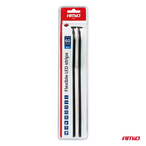 Amio – Ταινία LED COB 12V Μπλε 2x30cm Flexible Πλαϊνού Φωτισμού για Σήμανση & Dynamic Look – Σετ 2 Τεμ. (04578/AM)