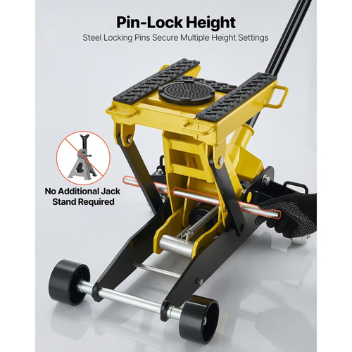 Γρύλος δαπέδου χαμηλού προφίλ VEVOR, χωρητικότητας 2 τόνων, ατσάλινος αγωνιστικός γρύλος δαπέδου με αντλία γρήγορης ανύψωσης μονού εμβόλου και τροχούς, υδραυλικός ανυψωτήρας τρόλεϊ για αυτοκίνητα, μοτοσικλέτες, ATV, εύρος ανύψωσης 150-435 mm