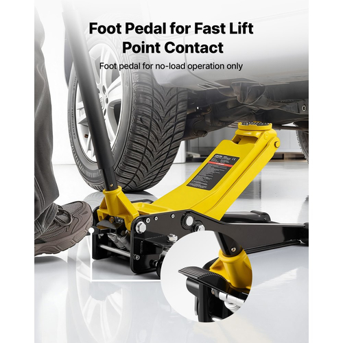 Γρύλος δαπέδου χαμηλού προφίλ VEVOR, χωρητικότητας 3 τόνων, ατσάλινος αγωνιστικός γρύλος δαπέδου με αντλία γρήγορης ανύψωσης διπλών εμβόλων και προσαρμογέα SUV, υδραυλικός ανυψωτήρας τρόλεϊ για σπορ αυτοκίνητα, φορτηγάκια, εύρος ανύψωσης 75-500 mm