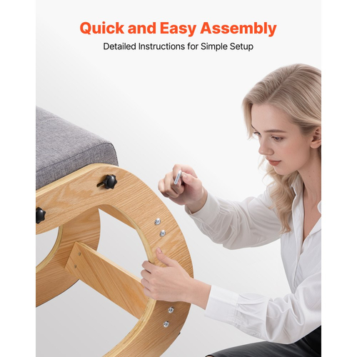 Εργονομική καρέκλα γονατίσματος VEVOR, ξύλινη καρέκλα γονατίσματος με ρυθμιζόμενα μαξιλάρια αφρού και μασίφ ξύλινο πλαίσιο, ρυθμιζόμενο ύψος, ανακούφιση από πόνο στον αυχένα ή την πλάτη για το σπίτι, το γραφείο ή τον διαλογισμό, γκρι