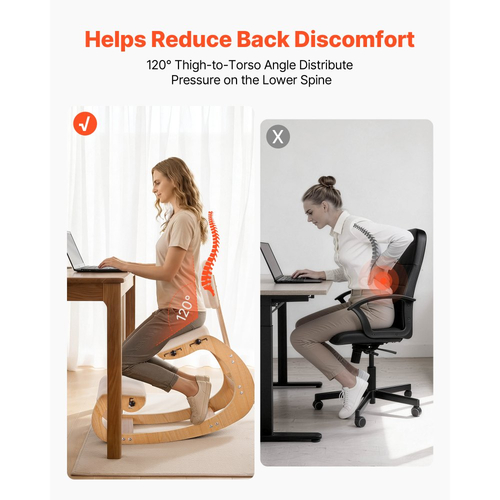 Εργονομική καρέκλα γονατίσματος VEVOR, ξύλινη καρέκλα γονατίσματος με ρυθμιζόμενα μαξιλάρια από χοντρό αφρό, πλάτη και ξύλινο πλαίσιο, ρυθμιζόμενο ύψος, ανακούφιση από πόνο στον αυχένα ή την πλάτη για το σπίτι, το γραφείο ή τον διαλογισμό