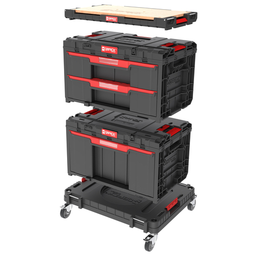 Σετ εργαλειοθήκες SYSTEM ONE WORKSHOP DRAWER SET 6 σε πύργο
Περιέχει:
1 Βάση με ρόδες TRANSPORT PLATFORM 625X503X160mm εως 120Kg
1 Εργαλειοθήκη DRAWER 1 PLUS με ένα συρτάρι 587X380X340mm 18Kg
1 Εργαλειοθήκη DRAWER 2 PLUS με δύο συρτάρια 587X380X340mm 2X12Kg
1 Επιφάνεια εργασίας ADAPTER MULTI WORK PLATFORM 580X325X57mm εως 30Kg / WORKSHOP-SET6