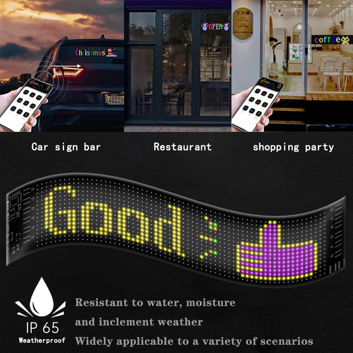 GLOBOSTAR® MATRIX GLB-106-0002 Εύκαμπτη Κυλιόμενη Ψηφιακή Επιγραφή 37.4x9.2cm P5 64x16 Pixel LED 10W DC 5V 2A με USB 2.0 Αδιάβροχο IP65 Πολύχρωμο RGB - Bluetooth Control μέσω iPIXEL APP - Μ37.4 x Π0.2 x Υ9.2cm - 2 Χρόνια Εγγύηση