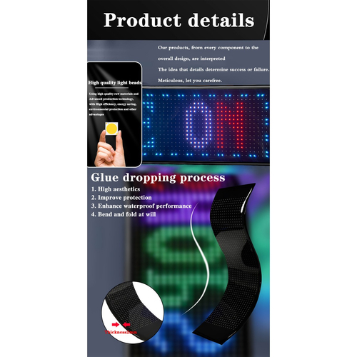 GLOBOSTAR® MATRIX GLB-106-0002 Εύκαμπτη Κυλιόμενη Ψηφιακή Επιγραφή 37.4x9.2cm P5 64x16 Pixel LED 10W DC 5V 2A με USB 2.0 Αδιάβροχο IP65 Πολύχρωμο RGB - Bluetooth Control μέσω iPIXEL APP - Μ37.4 x Π0.2 x Υ9.2cm - 2 Χρόνια Εγγύηση