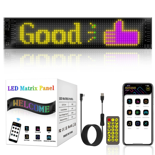 GLOBOSTAR® MATRIX GLB-106-0002 Εύκαμπτη Κυλιόμενη Ψηφιακή Επιγραφή 37.4x9.2cm P5 64x16 Pixel LED 10W DC 5V 2A με USB 2.0 Αδιάβροχο IP65 Πολύχρωμο RGB - Bluetooth Control μέσω iPIXEL APP - Μ37.4 x Π0.2 x Υ9.2cm - 2 Χρόνια Εγγύηση