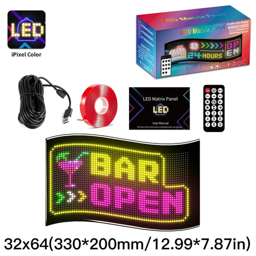 GLOBOSTAR® MATRIX GLB-106-0008 Εύκαμπτη Κυλιόμενη Ψηφιακή Επιγραφή 33x20cm P4.5 64x32 Pixel LED 10W AC 220-240V Αδιάβροχο IP65 Πολύχρωμο RGB - Bluetooth Control μέσω iPIXEL APP - Μ33 x Π0.4 x Υ20cm - 2 Χρόνια Εγγύηση