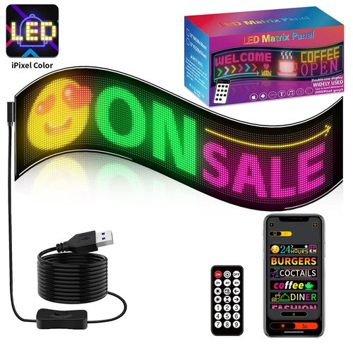 GLOBOSTAR® MATRIX GLB-106-0010 Εύκαμπτη Κυλιόμενη Ψηφιακή Επιγραφή 78x20cm P4.5 160x32 Pixel LED 20W AC 220-240V Αδιάβροχο IP65 Πολύχρωμο RGB - Bluetooth Control μέσω iPIXEL APP - Μ78 x Π0.4 x Υ20cm - 2 Χρόνια Εγγύηση