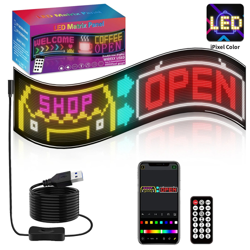 GLOBOSTAR® MATRIX GLB-106-0011 Εύκαμπτη Κυλιόμενη Ψηφιακή Επιγραφή 93x20cm P4.5 192x32 Pixel LED 20W AC 220-240V Αδιάβροχο IP65 Πολύχρωμο RGB - Bluetooth Control μέσω iPIXEL APP - Μ93 x Π0.4 x Υ20cm - 2 Χρόνια Εγγύηση