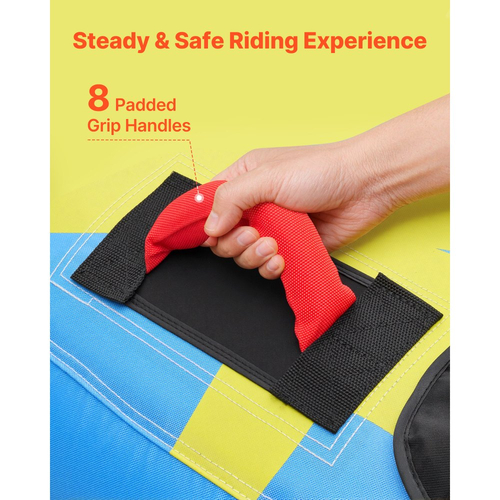 Ρυμουλκούμενος σωλήνας VEVOR για βαρκάδα, Φουσκωτοί σωλήνες σκάφους και ρυμουλκούμενα για 4 αναβάτες, Χωρητικότητα 308 kg Ρυμουλκούμενος σωλήνας για έλξη σκάφους για θαλάσσια σπορ - με πτερύγια, πλήρες νάιλον κάλυμμα, επενδυμένες λαβές και βαλβίδα ασφαλείας