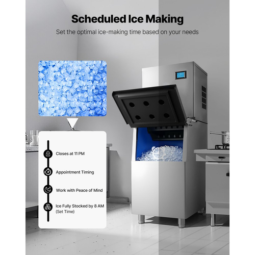 Επαγγελματική παγομηχανή VEVOR, παγομηχανή 163 KG/24H με μεγάλο κάδο αποθήκευσης 113 KG, αυτόματος αυτοκαθαριζόμενος παγομηχανή με οθόνη αφής για μπαρ, καφέ, εστιατόριο, επιχειρήσεις, εμπορικές