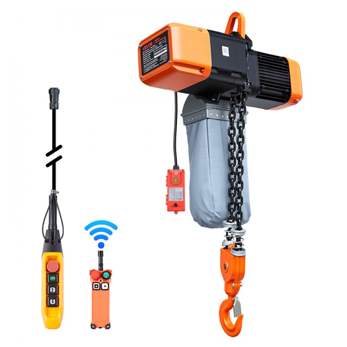 Ηλεκτρική ανυψωτική αλυσίδα VEVOR 2721 kg, ύψος ανύψωσης 9,1 m, τριφασική γερανογέφυρα με ασύρματο τηλεχειριστήριο 100 m & ενσύρματο τηλεχειριστήριο 8,2 m, διπλή ανυψωτική αλυσίδα G100 για εργοστάσια, αποθήκες, γκαράζ