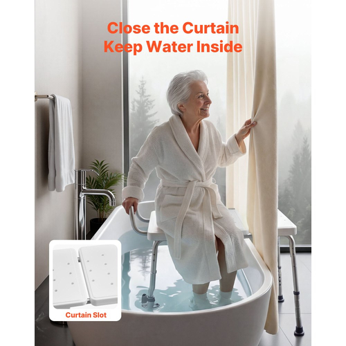Πάγκος μεταφοράς μπανιέρας VEVOR για μπανιέρα, βαρέως τύπου καρέκλα ντους χωρητικότητας 180 kg με μπράτσο, πλάτη και υποδοχή για κουρτίνα, ρυθμιζόμενο ύψος πάγκος ντους και κάθισμα μπάνιου για ενήλικες, ηλικιωμένους, ηλικιωμένους και άτομα με αναπηρία