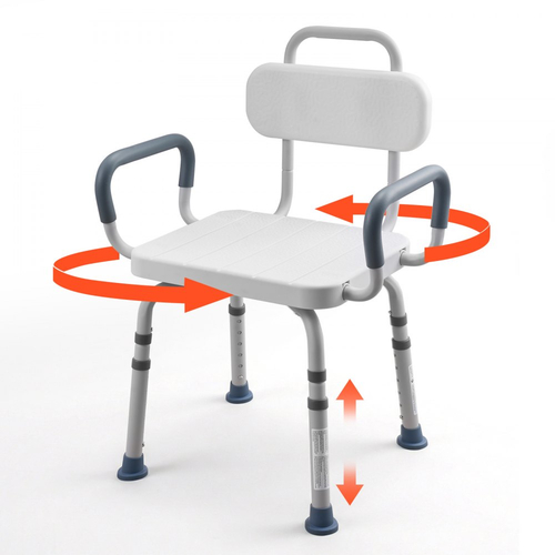 Περιστρεφόμενη καρέκλα ντους VEVOR με μπράτσα και πλάτη, κάθισμα πάγκου βαρέως τύπου με φορτίο 180 kg για εσωτερική καμπίνα ντους και μπανιέρα, ρυθμιζόμενο ύψος καθίσματος μπανιέρας μπάνιου για ενήλικες, ηλικιωμένους, ηλικιωμένους και άτομα με αναπηρία