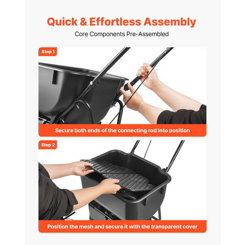 Διανομέας γκαζόν VEVOR με ώθηση, πλάτος διασποράς 3,6 m, διασπορέας με δυνατότητα φορτίου 36,3 kg και ελαστικά παντός εδάφους 10 in, διασπορείς γκαζόν με πεζοδρόμιο για λίπασμα σπόρων, λιωμένο αλατισμένο πάγο