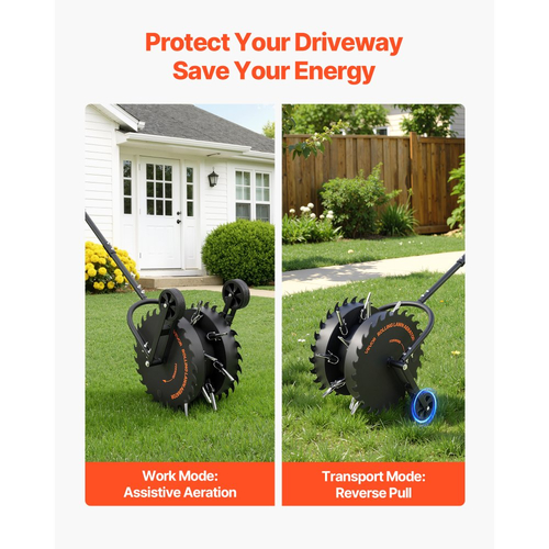 Αεριστήρας γκαζόν VEVOR με κυλιόμενο πυρήνα, κύλινδρος αερισμού 16,6 ιντσών με αντιφρακτικά δόντια, ανθεκτικός στη σκουριά και ανθεκτικός στη διάβρωση, βύσματα έλξης γρασιδιού κήπου, χειροκίνητο εργαλείο αερισμού για χαλάρωση συμπιεσμένου εδάφους κήπου