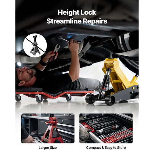 Γρύλος δαπέδου χαμηλού προφίλ VEVOR, χωρητικότητας 3 τόνων, ατσάλινος αγωνιστικός γρύλος δαπέδου με αντλία γρήγορης ανύψωσης μονού εμβόλου, υδραυλικός ανυψωτήρας τρόλεϊ για σπορ αυτοκίνητα, sedan, SUV, φορτηγάκια, εύρος ανύψωσης 130-500 mm