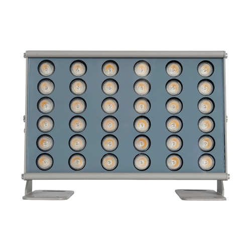 GLOBOSTAR® FLOODHENO 999-0263 Προβολέας Σποτ Wall Washer LED 24W 2040lm 30° AC 220-240V Αδιάβροχο IP67 Ultra Θερμό Λευκό 2200K - Bridgelux SMD Chip - Γκρι - Μ24 x Π11 x 16.5cm - 3 Χρόνια Εγγύηση