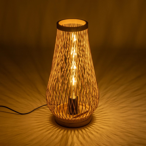 GLOBOSTAR® ARIDA 01982 Boho Επιτραπέζιο Φωτιστικό Πορτατίφ με Ντουί 1 x E27 AC 220-240V IP20 - Μπεζ - Μ20 x Π20 x Υ38.5cm